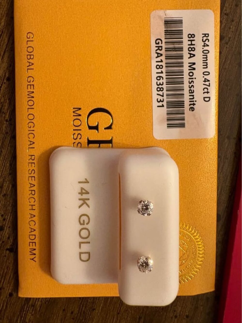 14K Gold Round Moissanite Stud Earrings 0.47ct